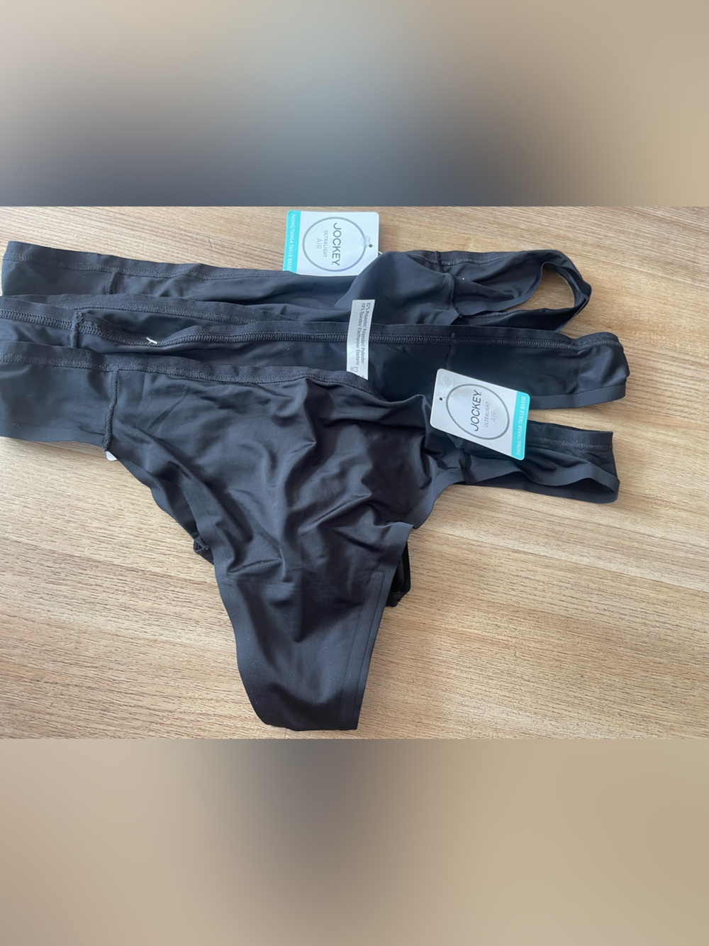 NWT Jockey Black Seamless Thongs Briefs - size 6 - 3 available